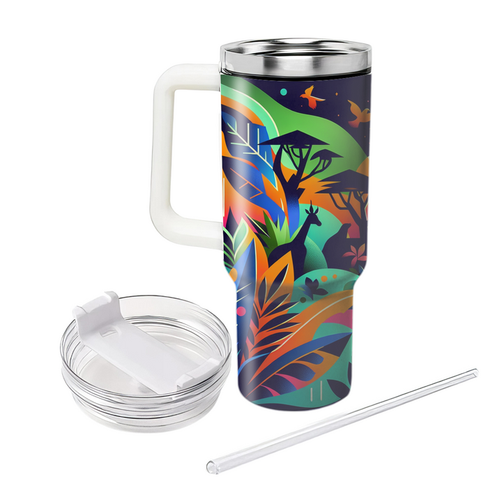 Wild Neon Safari  Personalized Tumblers