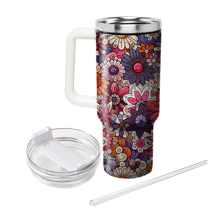 Whimsical Doodle Flowers  Custom Tumblers