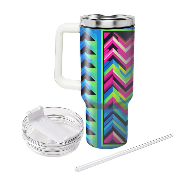 Bright 80s Neon Zigzag  Tumblers For Gifts