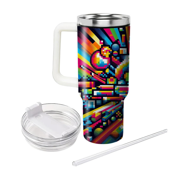 Vibrant Pixel Patterns  Custom Tumblers