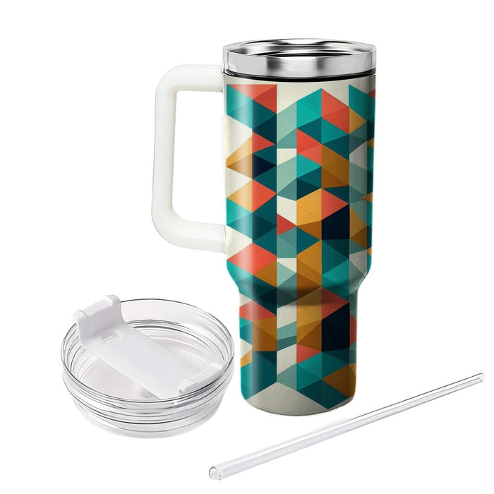 Geometric Tetrahedron Mosaic  Tumblers With Lids