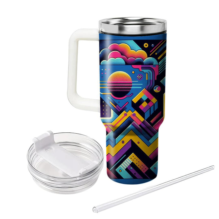 Geometric Retro Wave  Personalized Tumblers