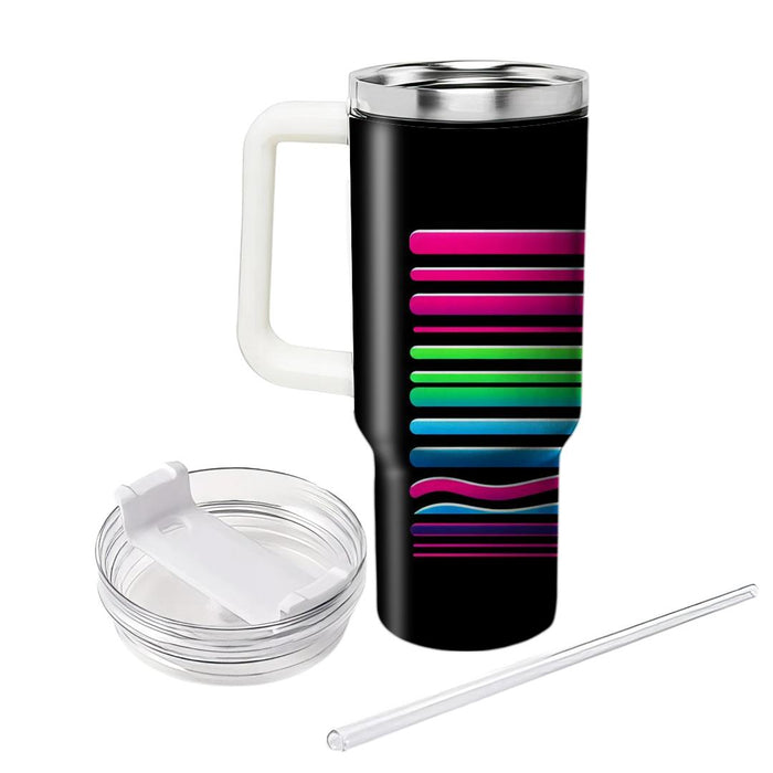 Retro Neon Stripes  Personalized Tumblers