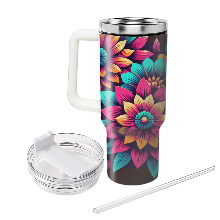 Bold Floral Retro  Tumbler Cups