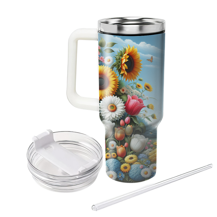 Breezy Flower Garden  Tumblers With Lids