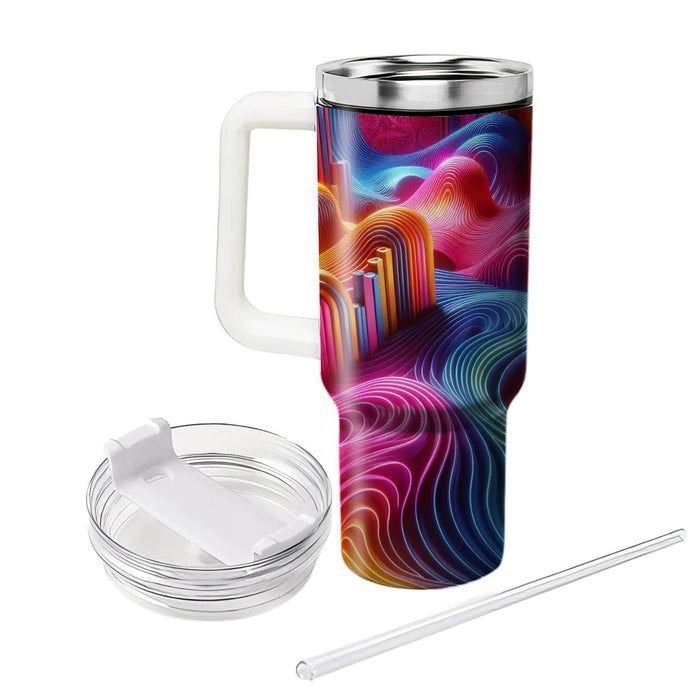 Vintage Neon Waves  Travel Tumblers