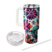 Bright Geometric Flowers  Travel Tumblers