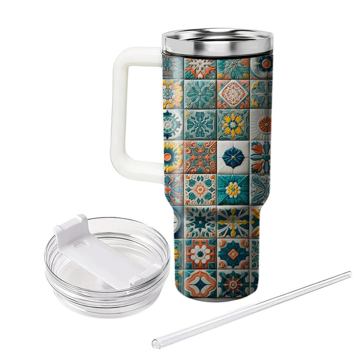 Funky Retro Tiles  Travel Tumblers