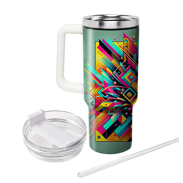 Geometric Neon Splash  Personalized Tumblers