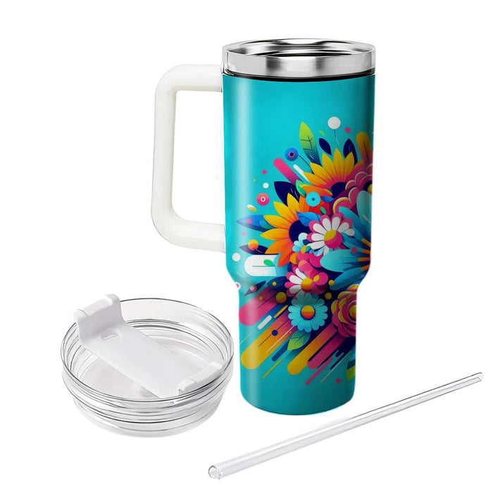 Spring Vibrant Floral Burst  Decorative Tumblers