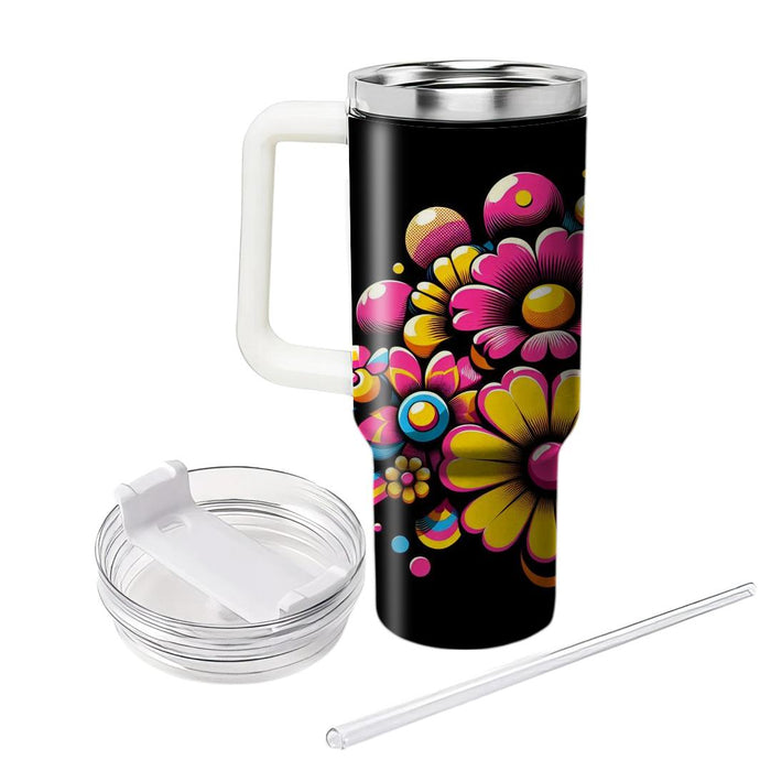 Vibrant Funky Flowers  Travel Tumblers