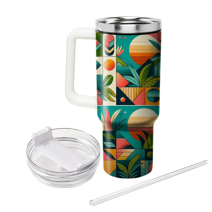 Tropical Foliage Geometry  Travel Tumblers