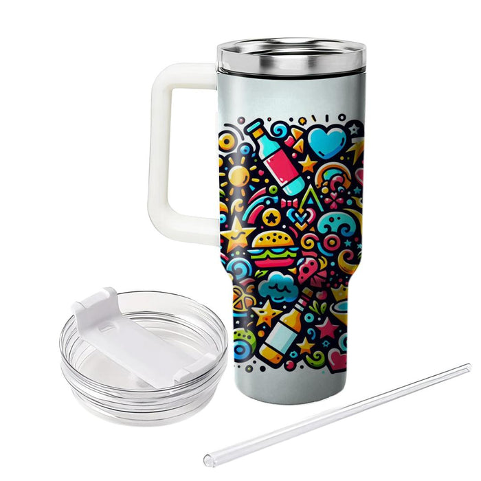 Whimsical Doodle Fun  Tumbler Cups