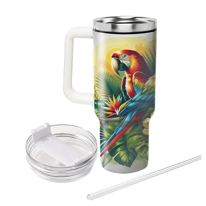 Vibrant Tropical Parrots  Tumblers With Lids