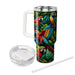 Vibrant Tapestry Of Jungle Parrots  Travel Tumblers