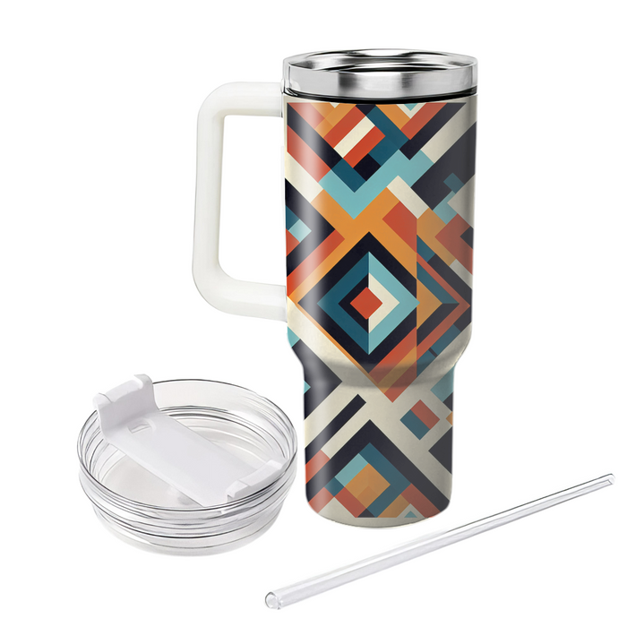 Retro Diamond Pattern  Tumblers With Lids