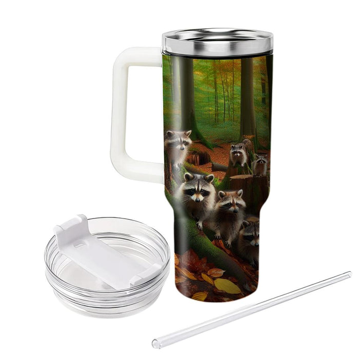 Woodland Raccoon Mischief  Personalized Tumblers