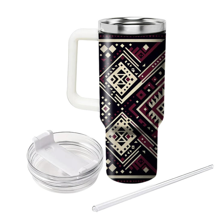 Tribal Inspired Diamond Pattern  Tumblers With Lids