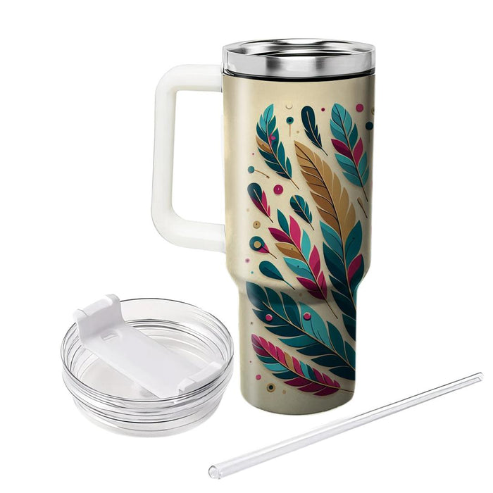 Vibrant Feathered  Travel Tumblers