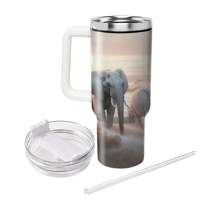 Joyful Elephant Family  Tumblers With Lids