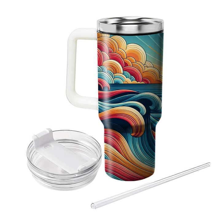 Sunset Waves Retro  Tumbler Cups