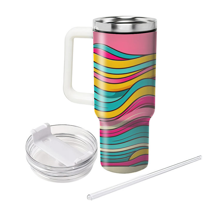 Funky Striped Waves Travel Tumblers