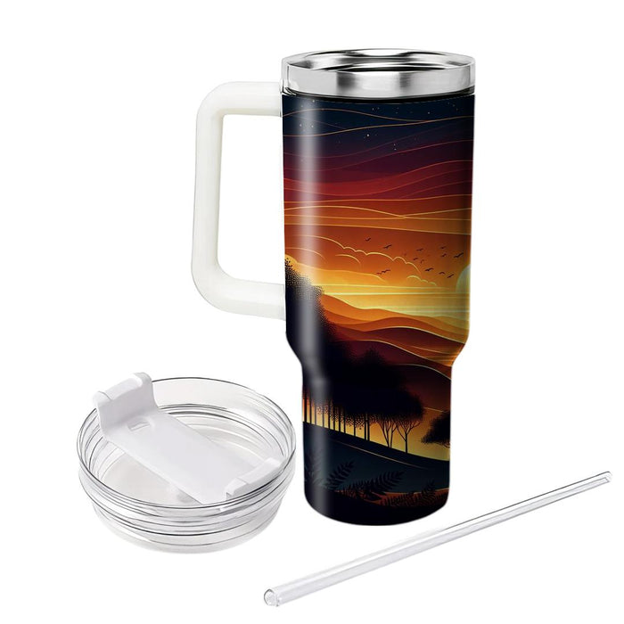 Bold Sunset Silhouette  Tumblers With Lids