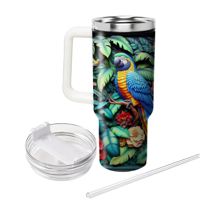 Vivid Tropical Parrots  Travel Tumblers