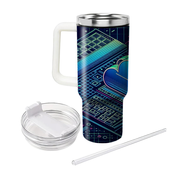 Futuristic Cyber Grid  Custom Tumblers