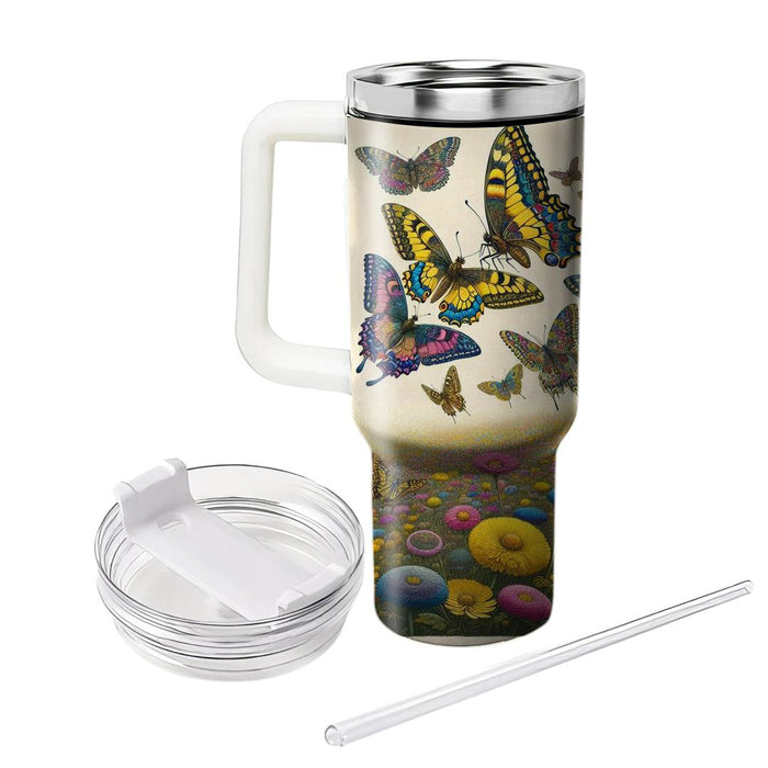 Vibrant Butterfly Meadow  Personalized Tumblers