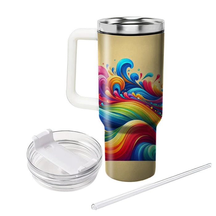 Vibrant Rainbow Waves  Tumbler Cups