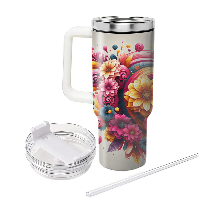 Bright Floral Whirlwind  Travel Tumblers