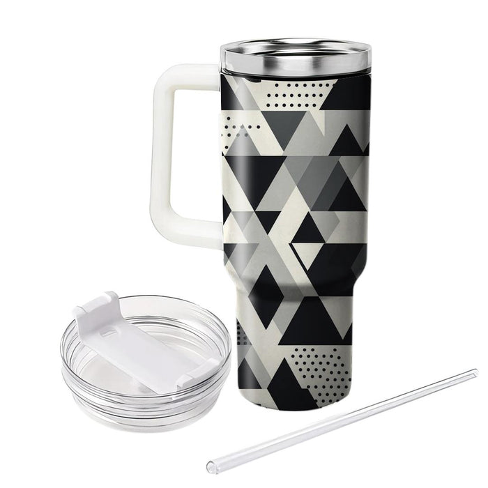 Sleek Monochrome Triangles  Tumblers With Lids