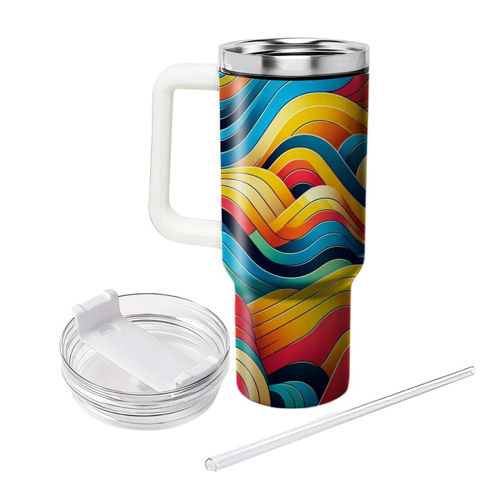 Geometric Rainbow Waves  Travel Tumblers