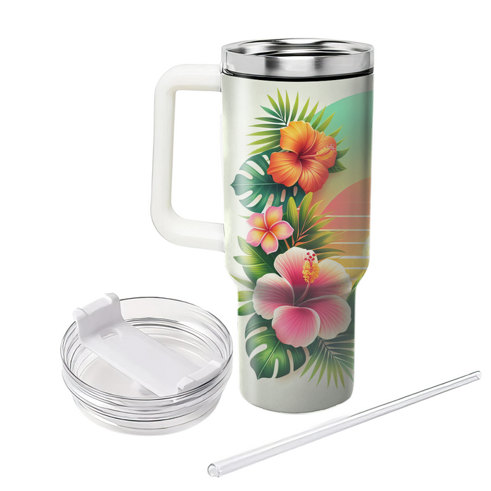 Tropical Sunset Floral  Travel Tumblers