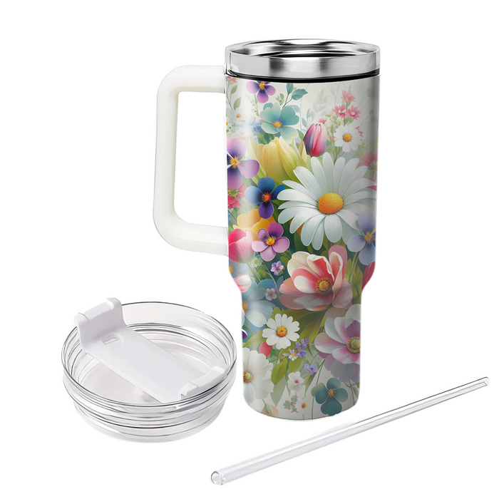 Spring Floral Whimsy  Personalized Tumblers