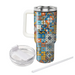 Geometric Patchwork Squares Custom Tumblers