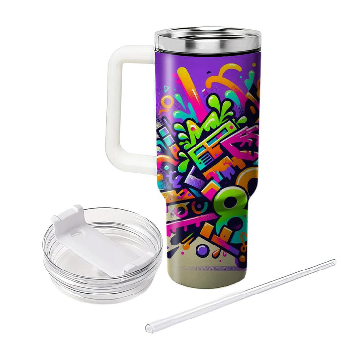 Bright 80s Graffiti  Unique Tumblers