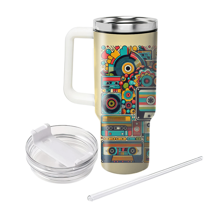 Vibrant Retro Collage Tumblers With Lids