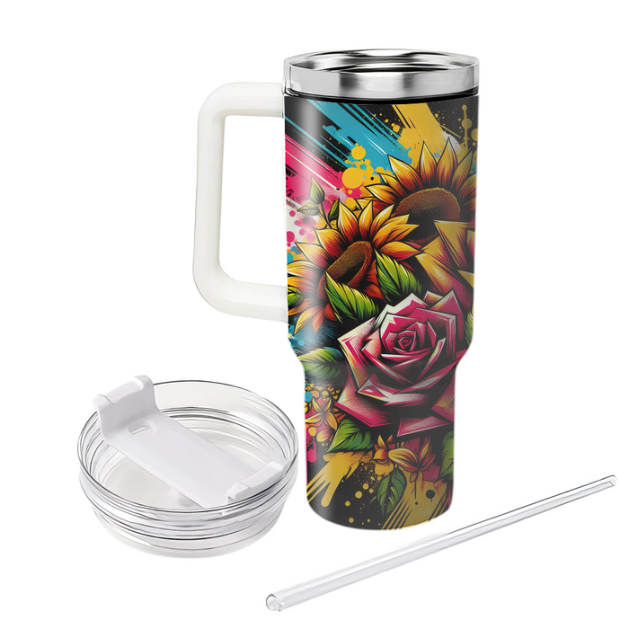 Artistic Floral Graffiti  Unique Tumblers