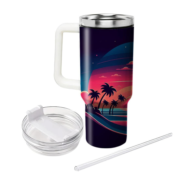 Vibrant Palm Trees Sunset  Personalized Tumblers