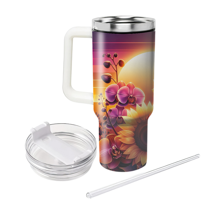 Sunset Floral Harmony  Tumblers With Lids