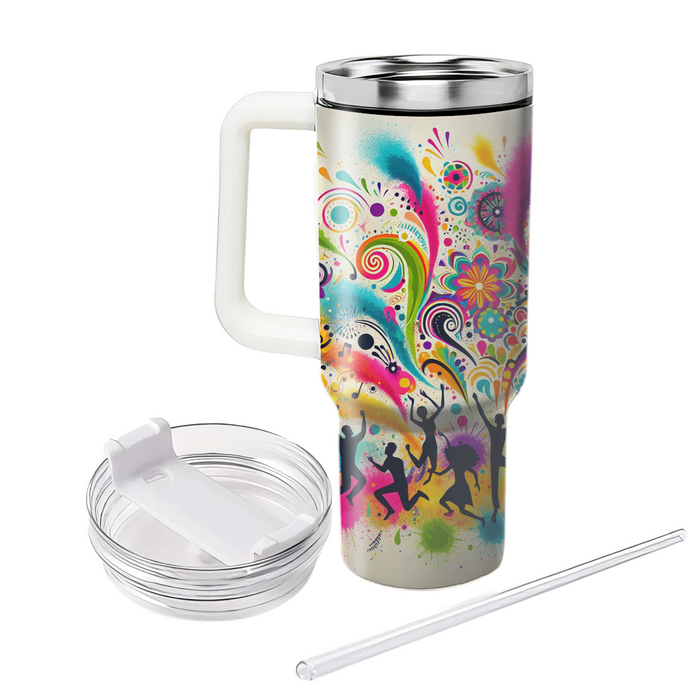 Whimsical Festival Of Colors Tumblers With Lids