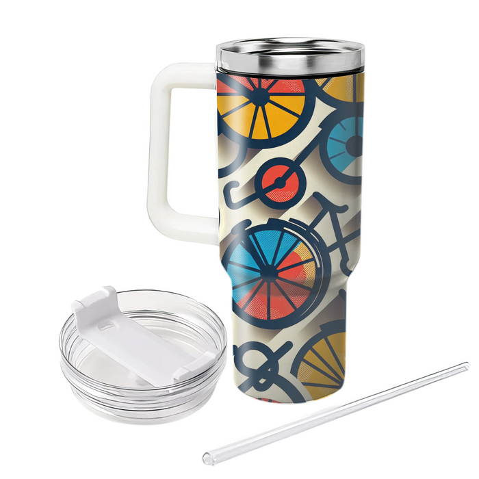 Bicycle Wheel Geometric Design Tumbler Cups