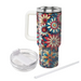 Vibrant Kaleidoscope Flowers Travel Tumblers