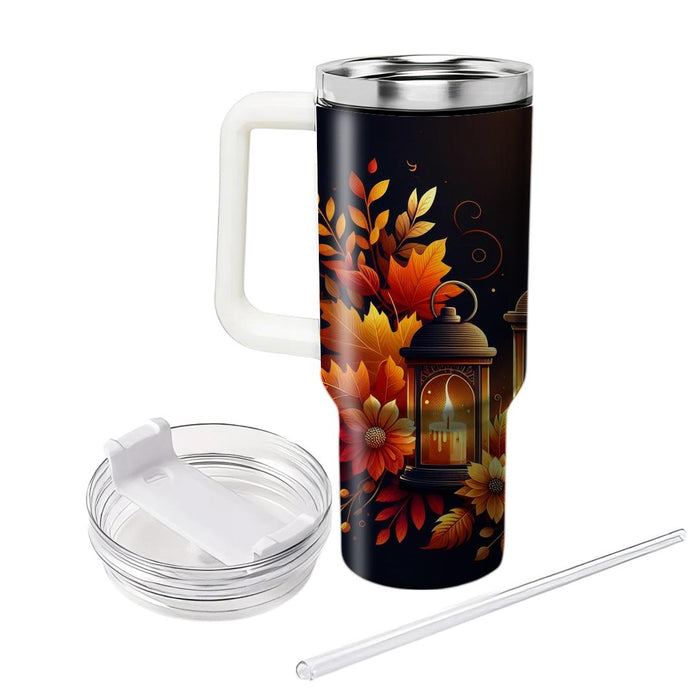 Autumn Leaves And Lanterns  Tumblers With Lids