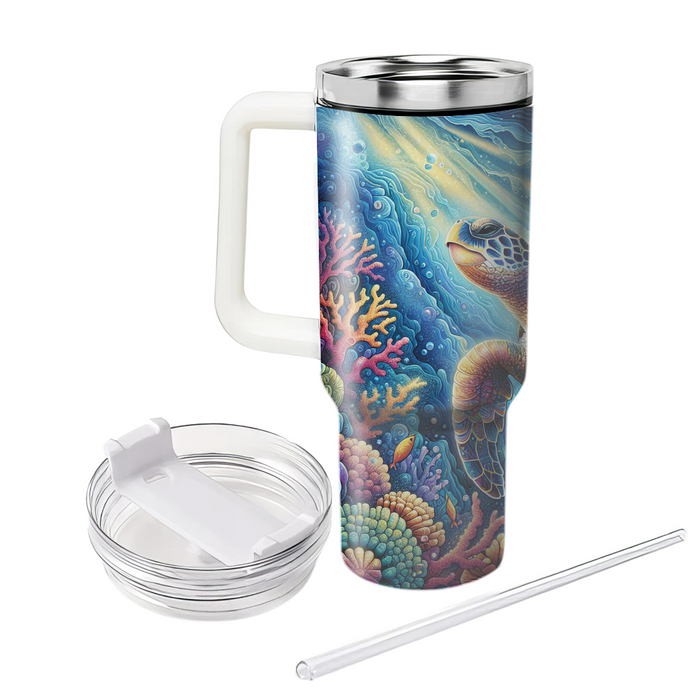 Whimsical Sea Turtle Journey  Tumbler Cups