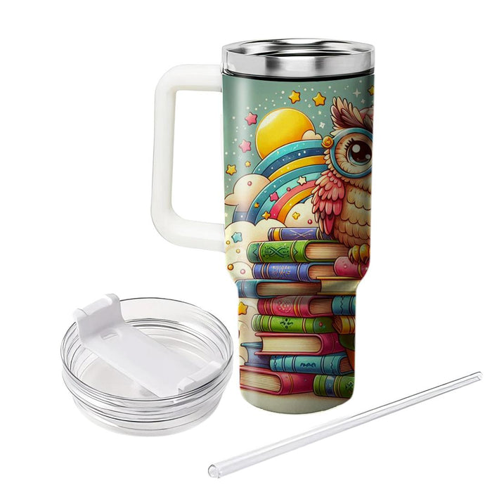 Whimsical Owl Reading  Custom Tumblers