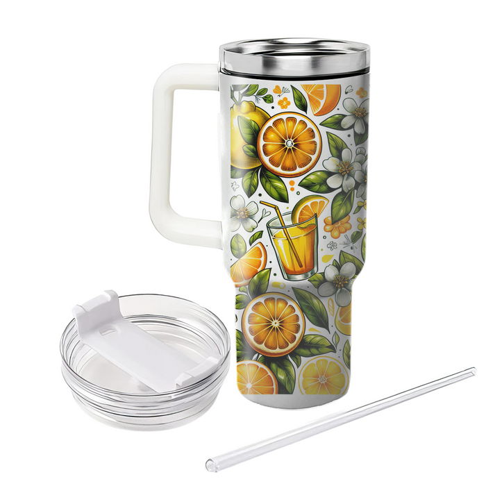 Sunny Citrus Blossom  Tumblers With Lids