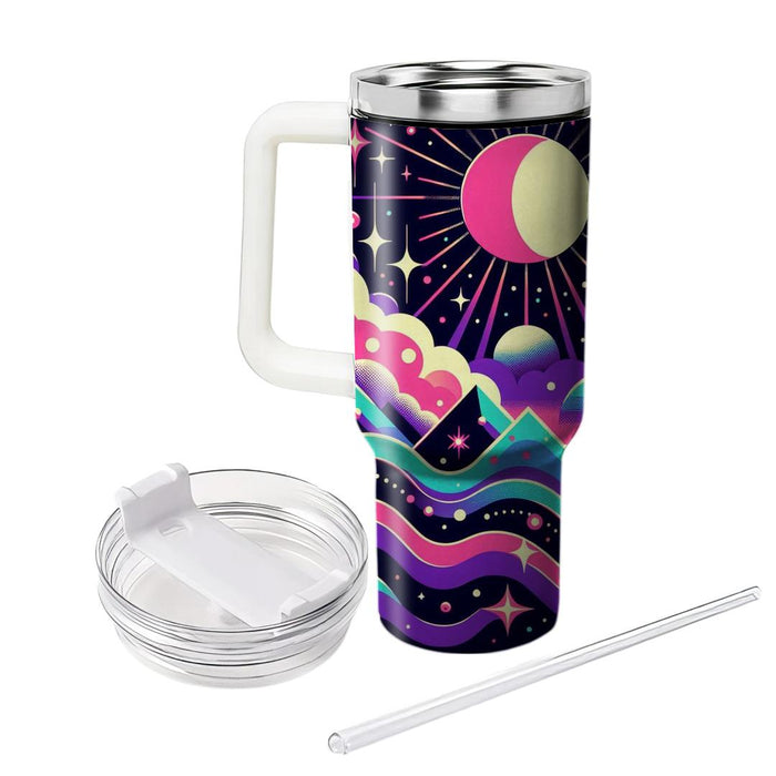 Retro Futuristic Landscape  Unique Tumblers